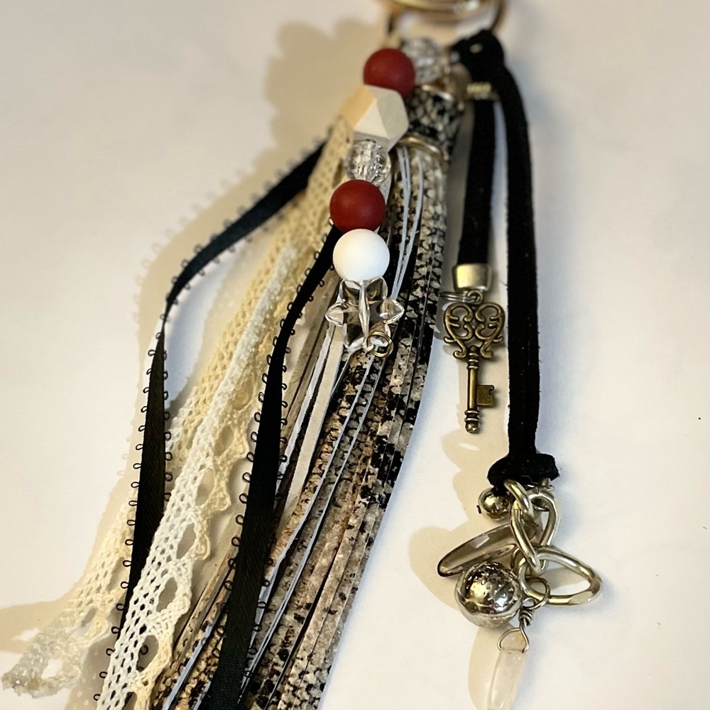 Handmade Boho Keychain/purse charm with Tassels and Charms